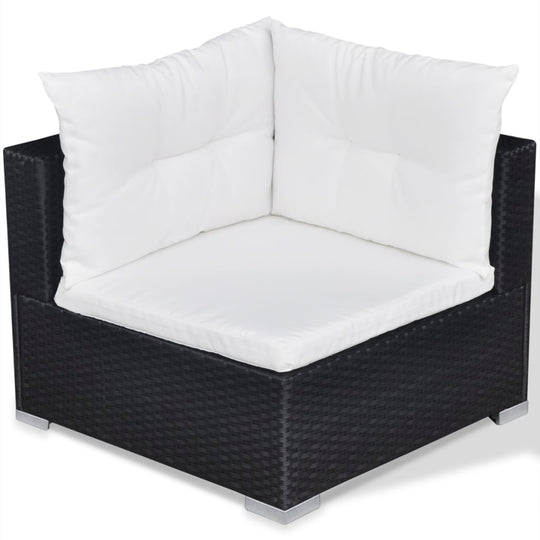 10 Piece Garden Lounge Set with Cushions Poly Rattan Black