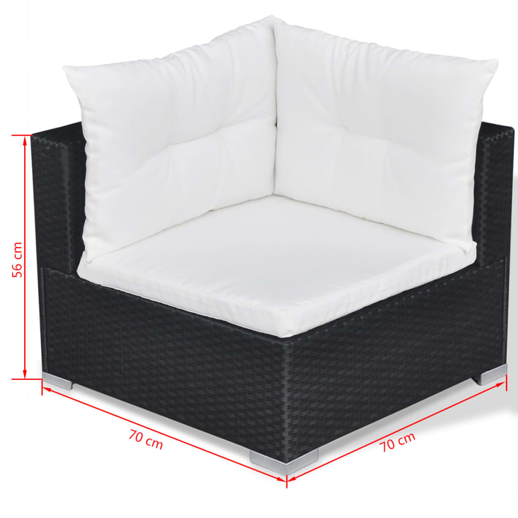 10 Piece Garden Lounge Set with Cushions Poly Rattan Black