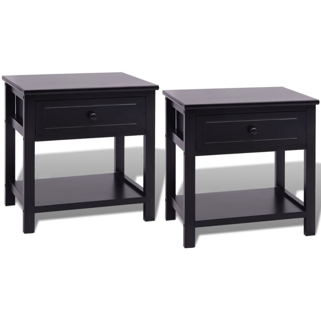 Bedside Cabinets 2 pcs Wood Black