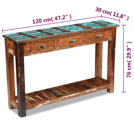 Console Table Solid Reclaimed Wood 120X30X76 Cm