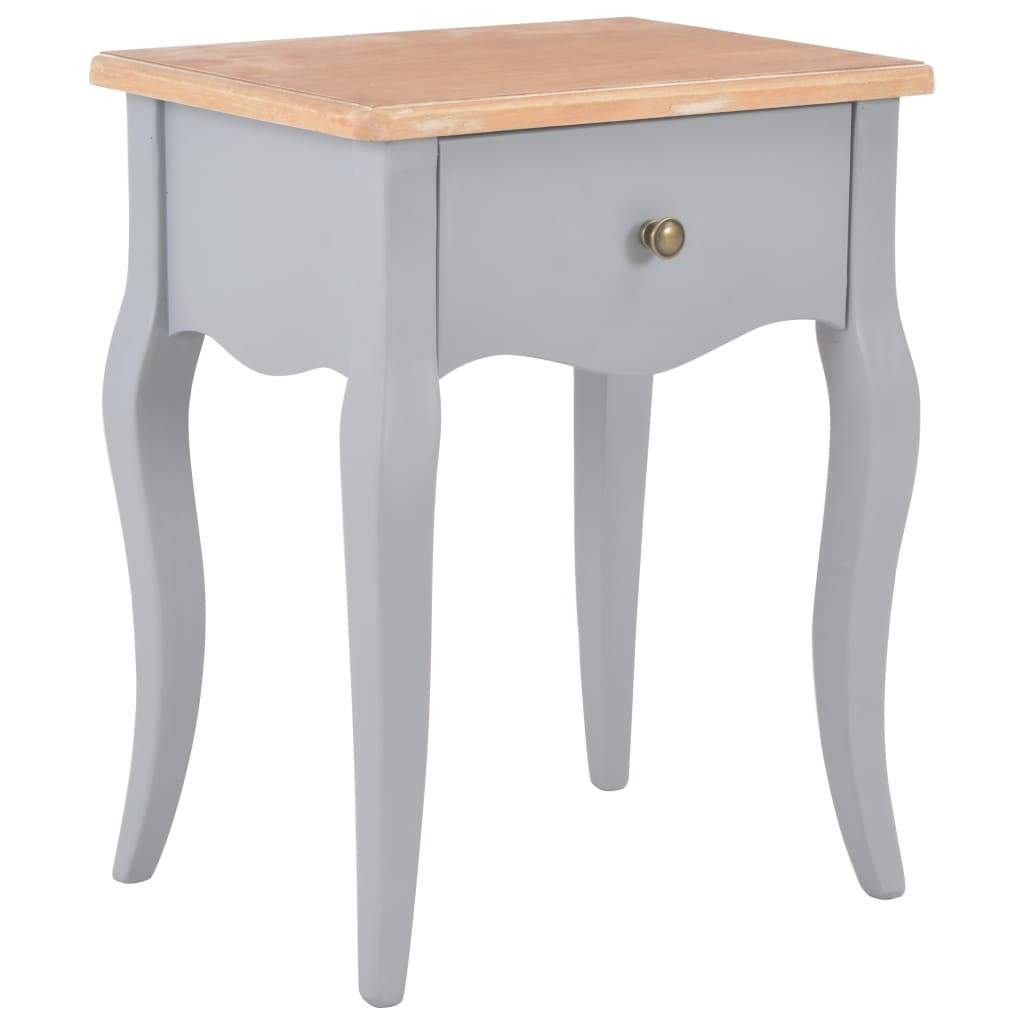 Nightstand Grey and Brown 40x30x50 cm Solid Pine Wood