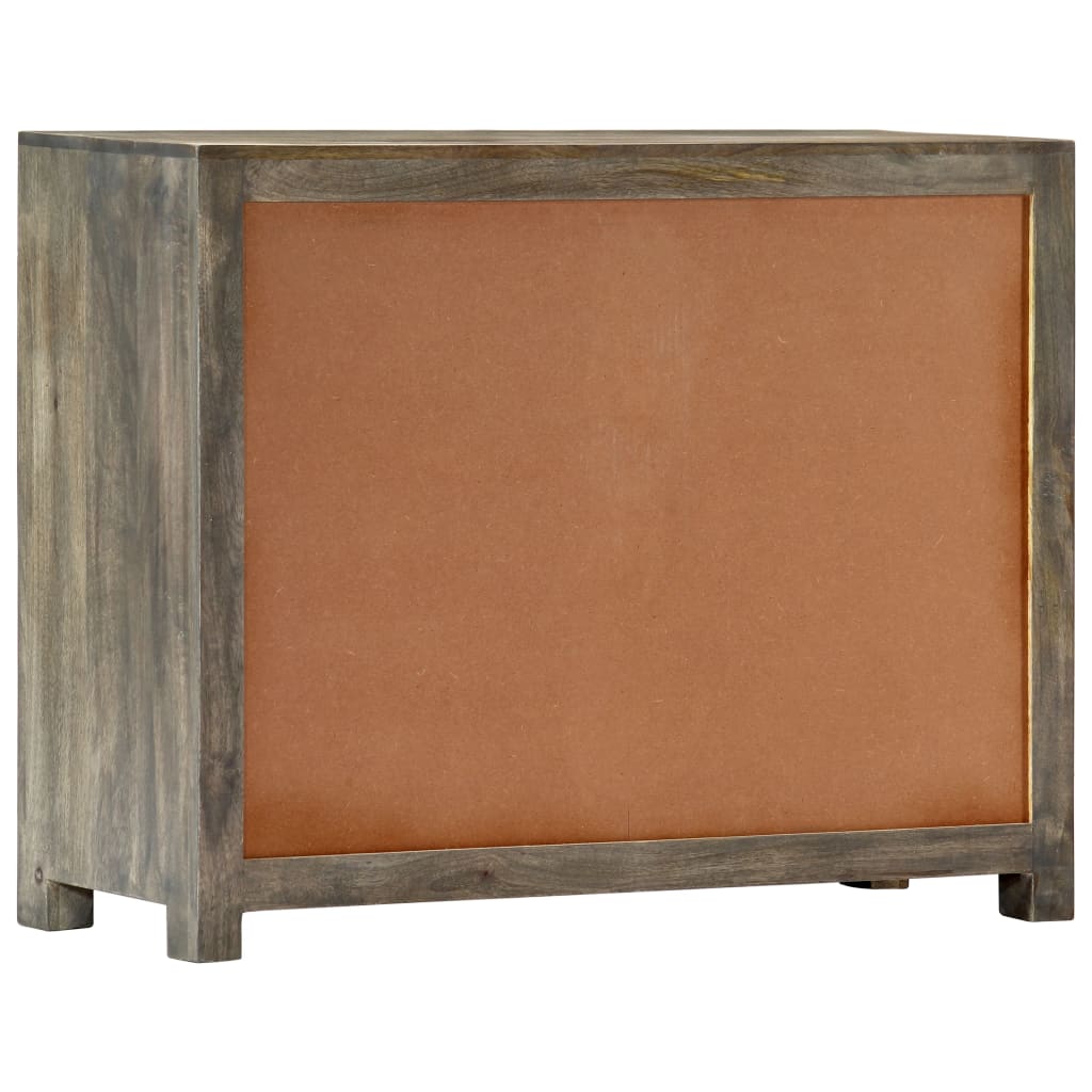 Side Cabinet Grey 75X30X60 Cm Solid Mango Wood