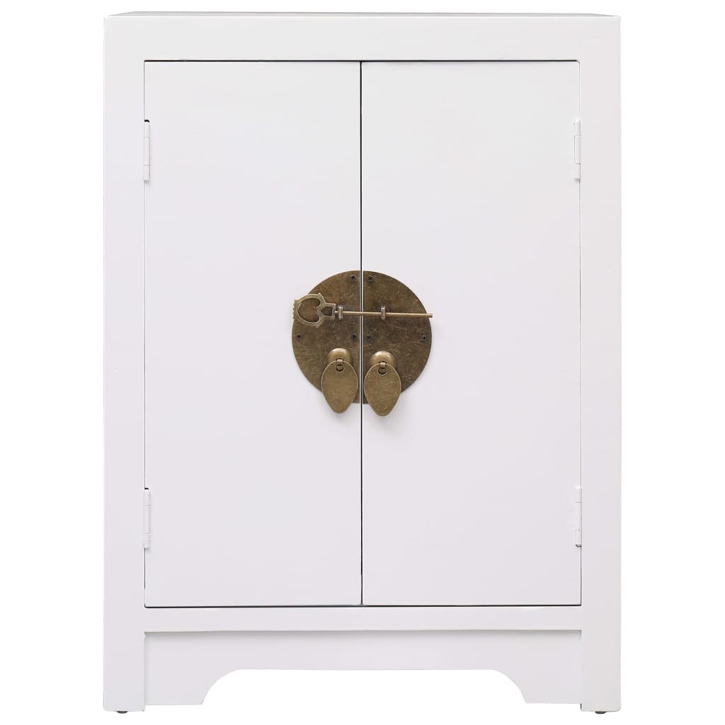 Bedside Cabinet White 38x28x52 cm Paulownia Wood