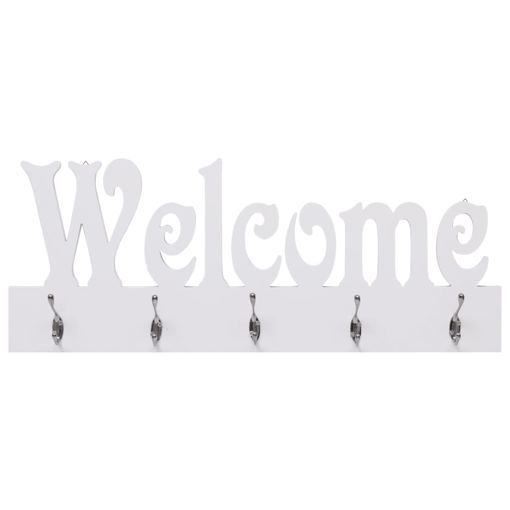 Wall Mounted Coat Rack WELCOME White 74x29.5 cm