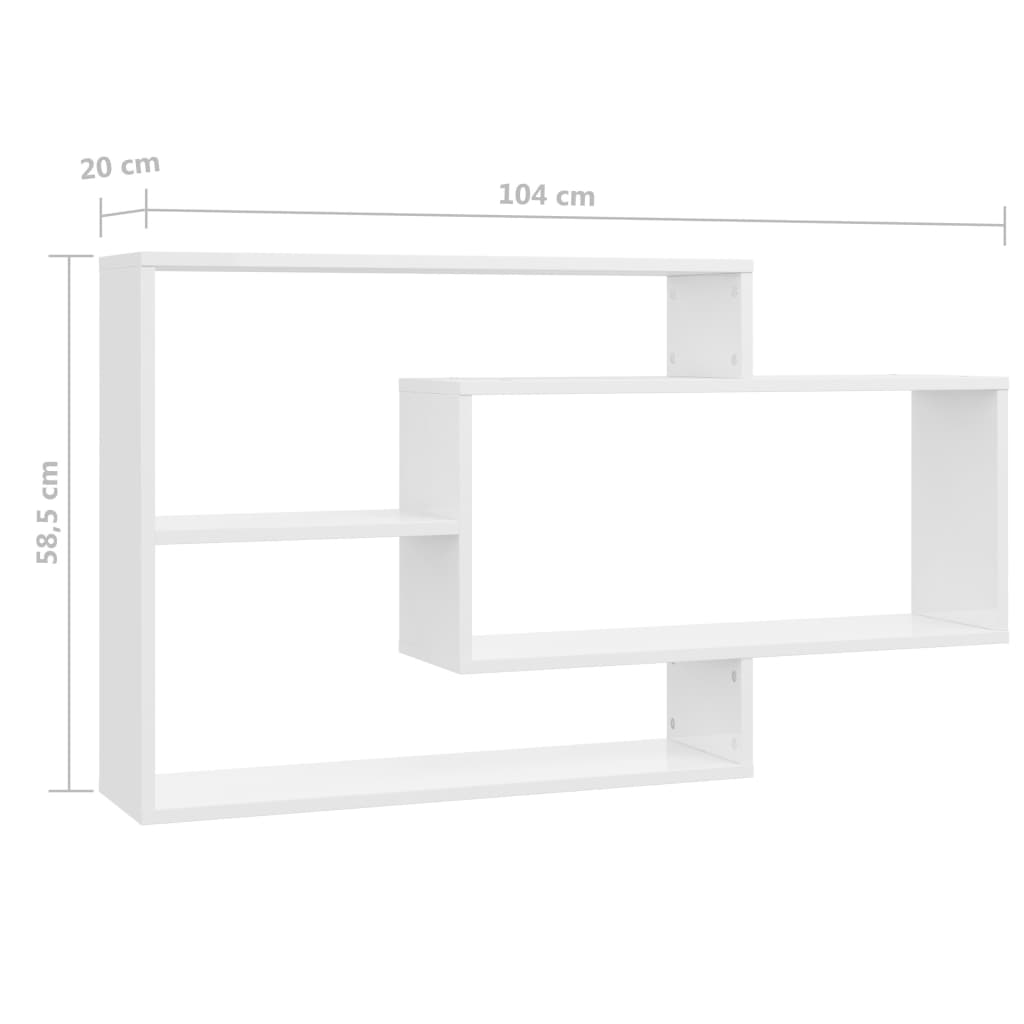 Wall Shelves High Gloss White 104x20x58.5 cm Engineered Wood