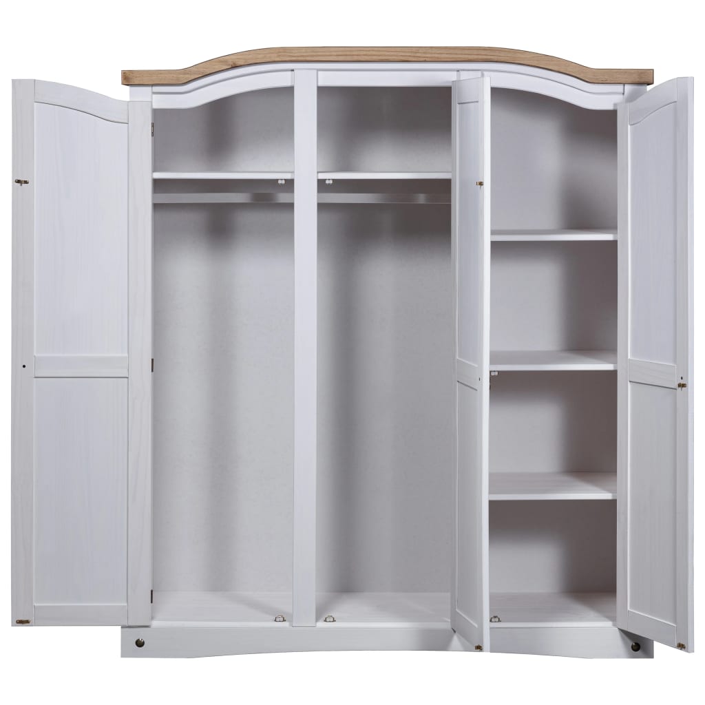 Wardrobe Mexican Pine Corona Range 3 Doors White