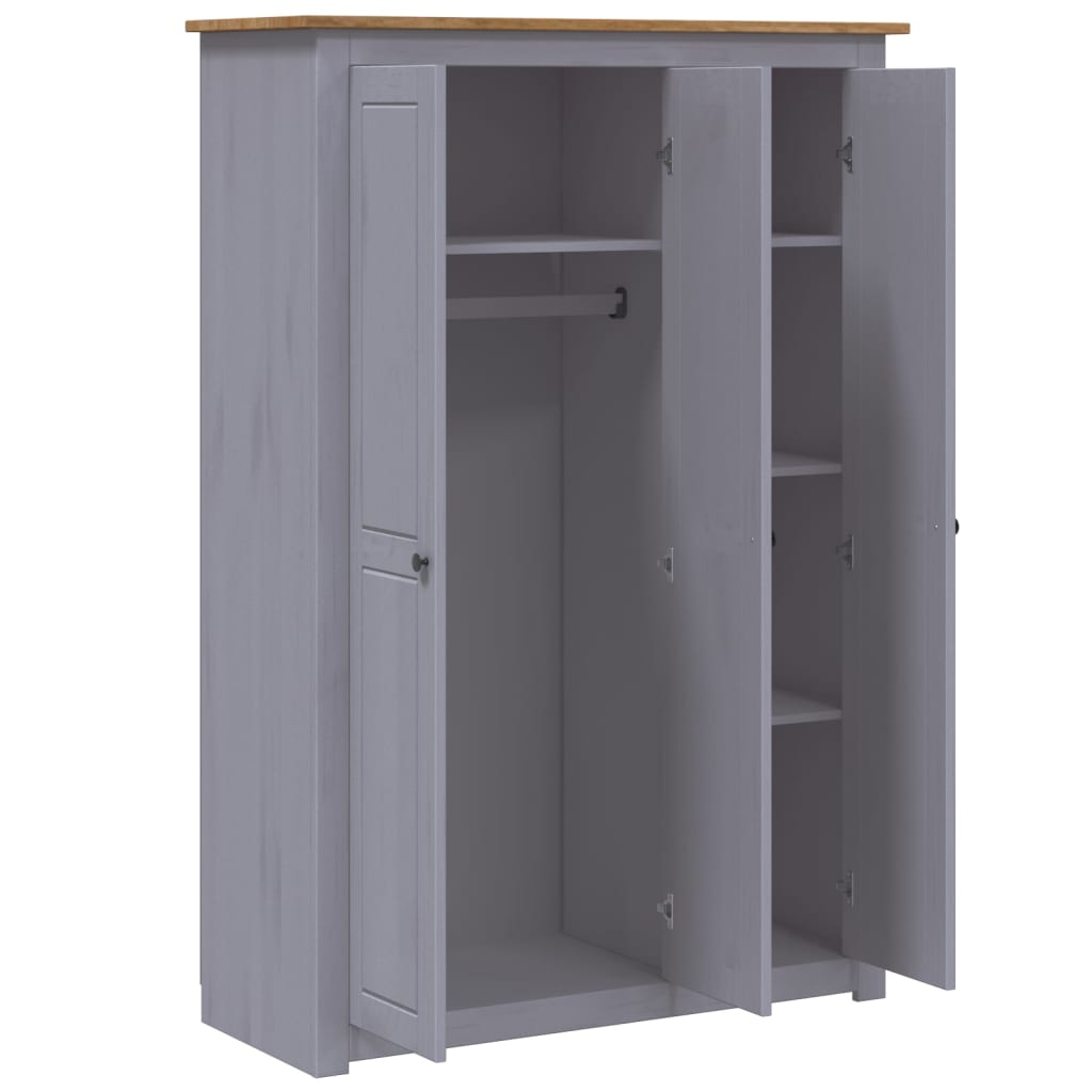 3-Door Wardrobe Grey 118x50x171.5 cm Pine Panama Range