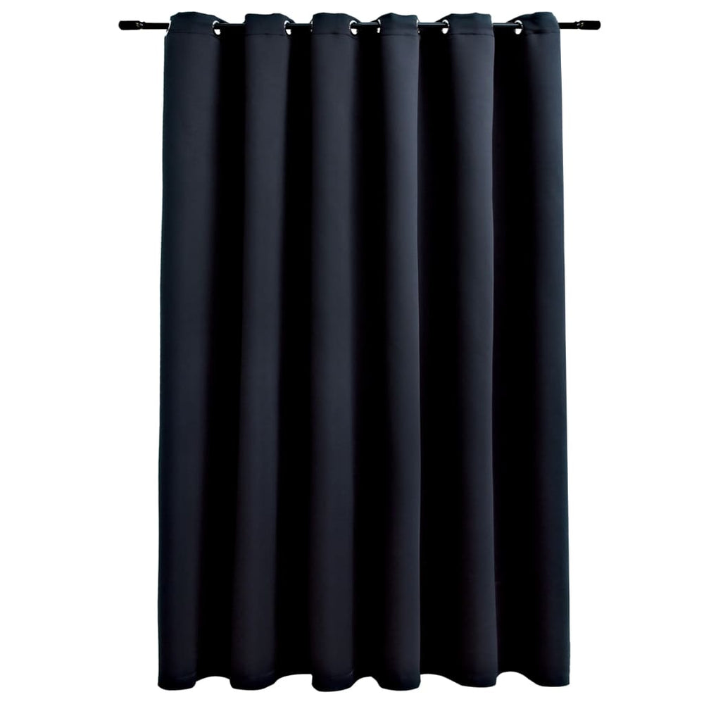 Blackout Curtain with Metal Rings Black 290x245 cm