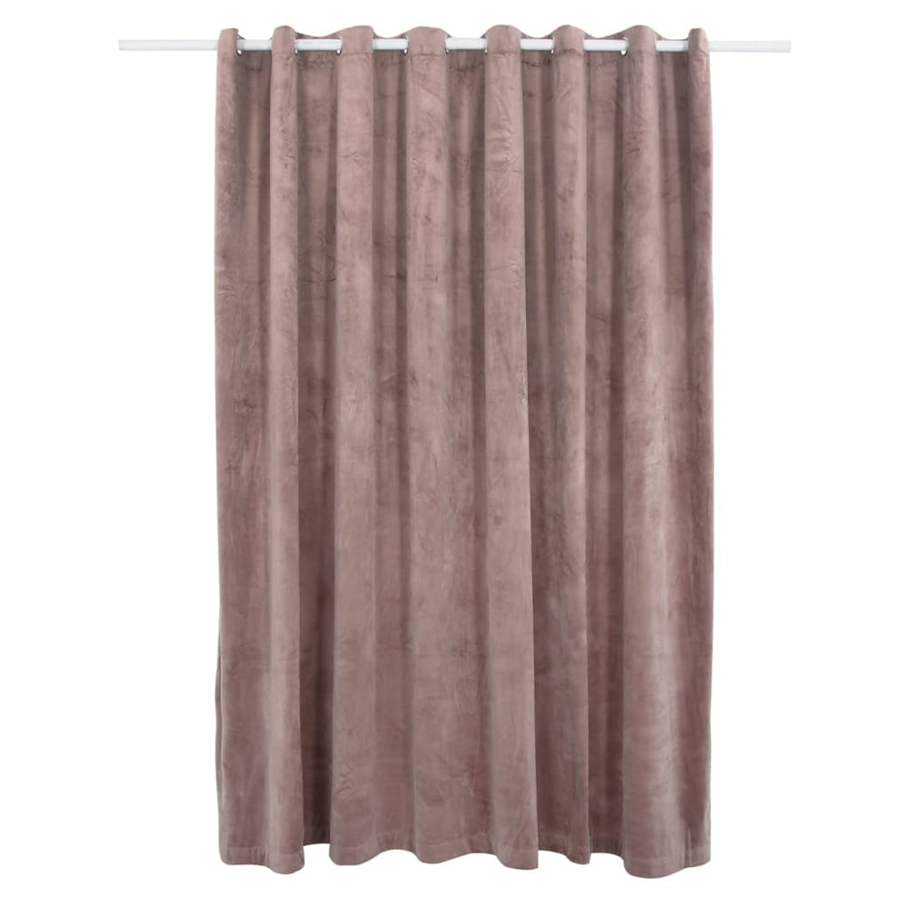 Affordable quality velvet antique pink blackout curtain with metal rings for privacy in living room, bedroom, office, 290x245 cm.