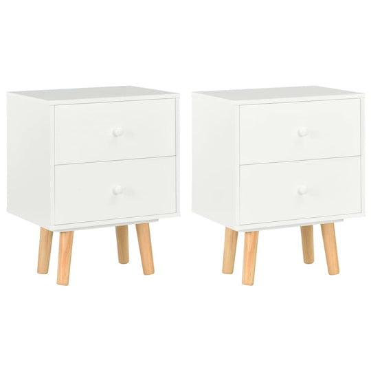 Bedside Cabinets 2 pcs White 40x30x50 cm Solid Pinewood