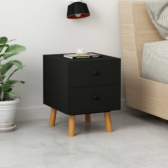 Bedside Cabinets 2 pcs Black 40x30x50 cm Solid Pinewood