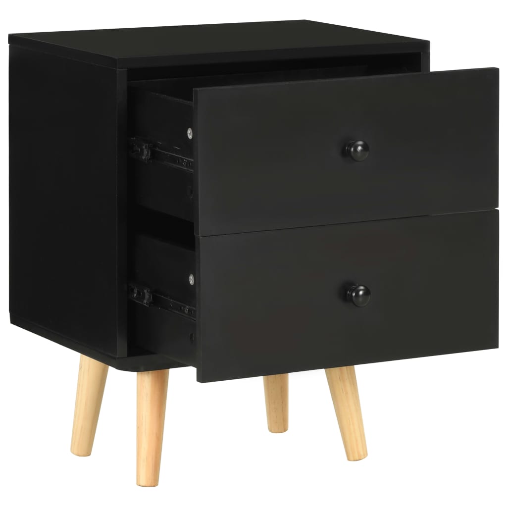 Bedside Cabinets 2 pcs Black 40x30x50 cm Solid Pinewood