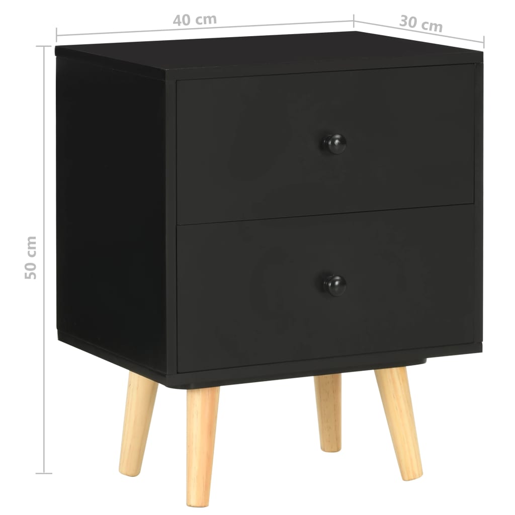 Bedside Cabinets 2 pcs Black 40x30x50 cm Solid Pinewood