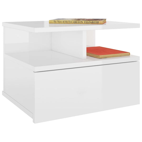 Floating Nightstands 2 pcs High Gloss White 40x31x27 cm Engineered Wood