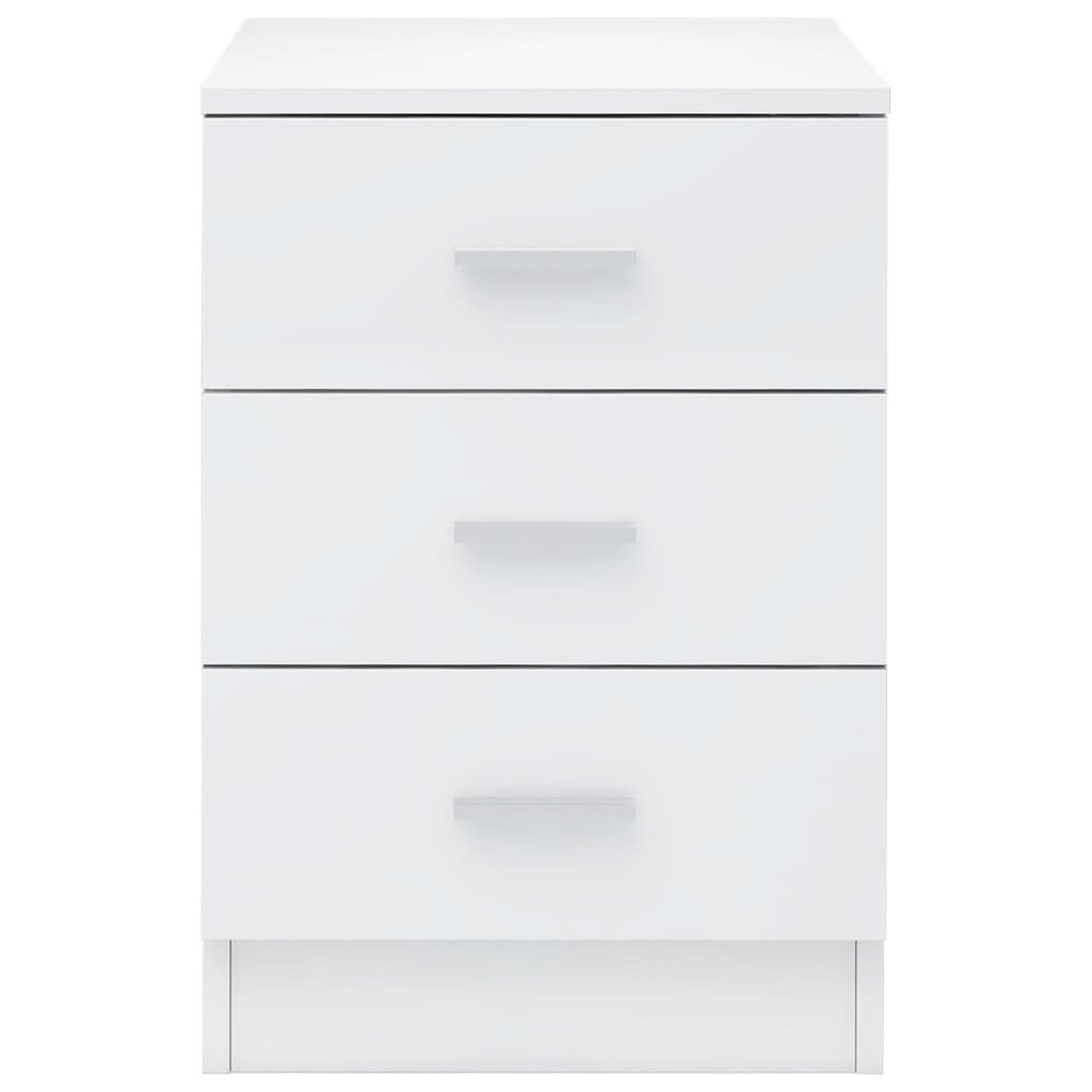 Affordable high gloss white bedside cabinet with three drawers, quality engineered wood, versatile and cheap value storage solution.