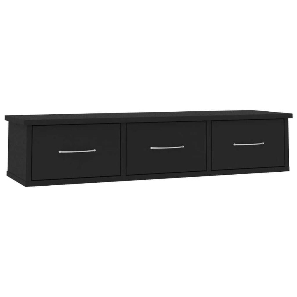 Wall-mounted Drawer Shelf Black 88x26x18.5 cm Engineered Wood