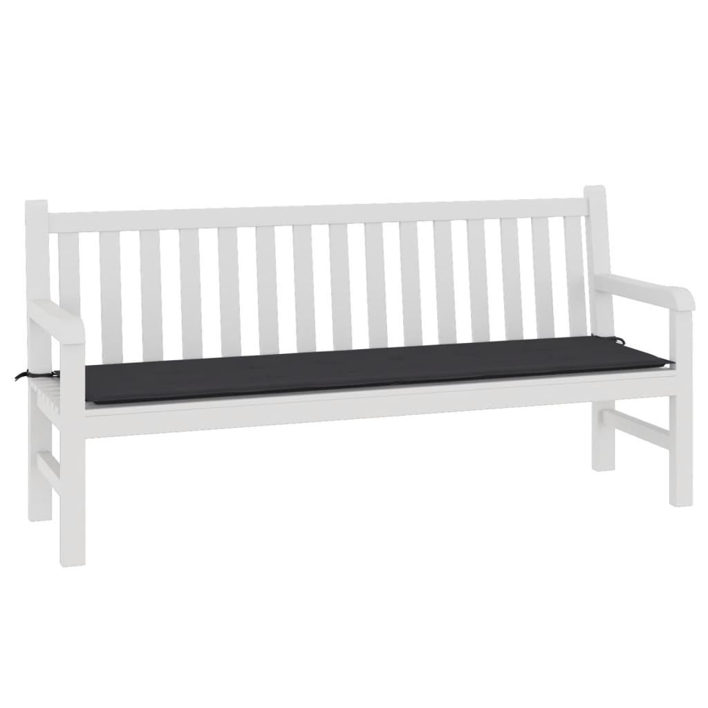 Black garden bench cushion 180x50x3 cm on white bench, made of durable Oxford fabric, affordable and quality outdoor seating solution