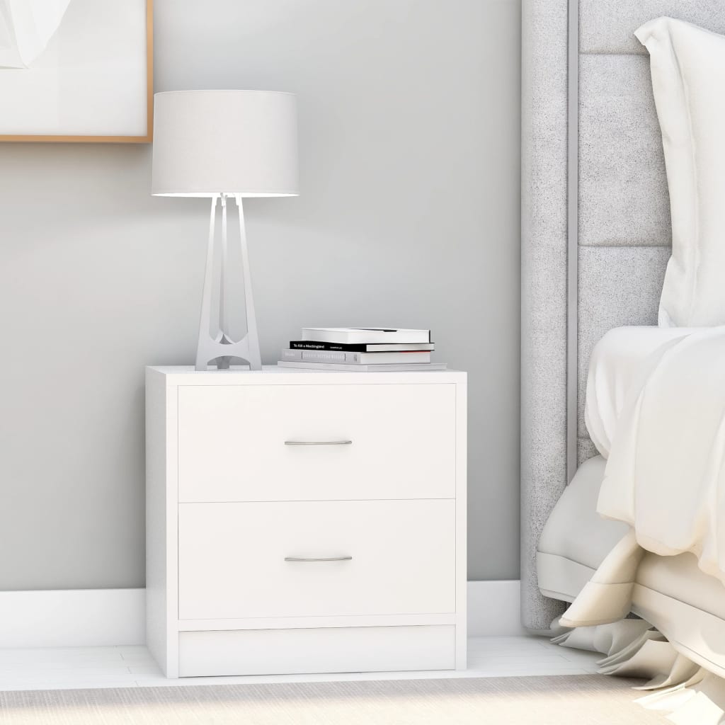 Bedside Cabinets 2 pcs White 40x30x40 cm Engineered Wood