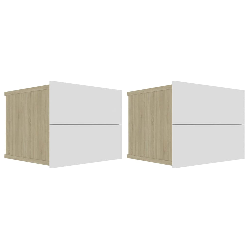 Bedside Cabinets 2 pcs White and Sonoma Oak 40x30x30 cm Engineered Wood