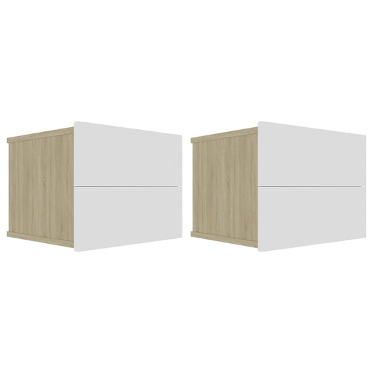 Bedside Cabinets 2 pcs White and Sonoma Oak 40x30x30 cm Engineered Wood