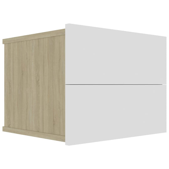 Bedside Cabinets 2 pcs White and Sonoma Oak 40x30x30 cm Engineered Wood