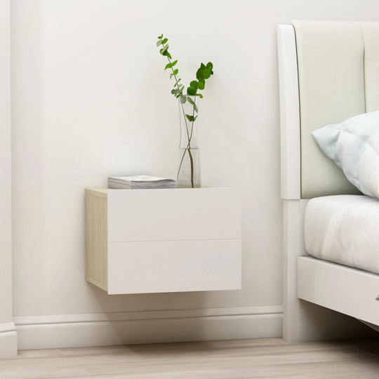 Bedside Cabinets 2 pcs White and Sonoma Oak 40x30x30 cm Engineered Wood