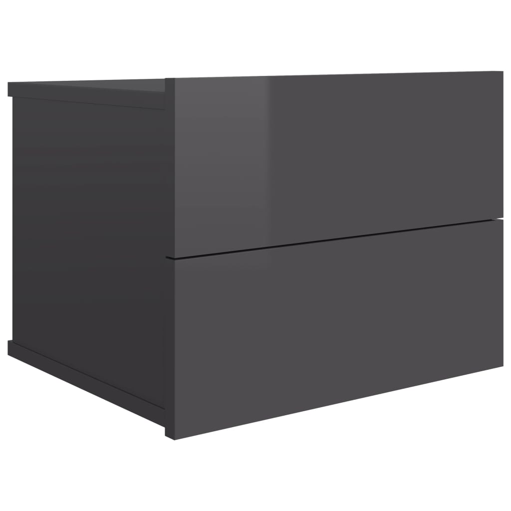 Bedside Cabinets 2 pcs High Gloss Grey 40x30x30 cm Engineered Wood