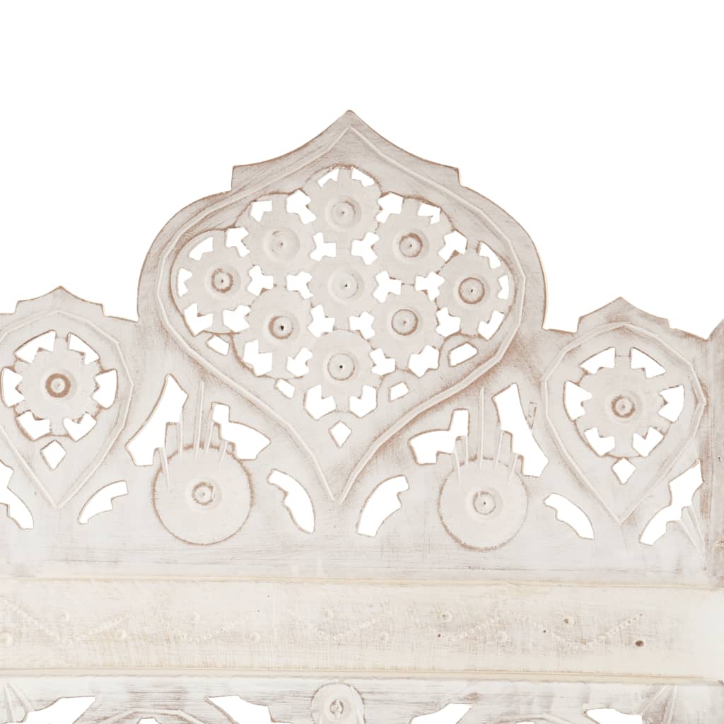 Hand carved 5-Panel Room Divider White 200x165 cm Solid Mango Wood