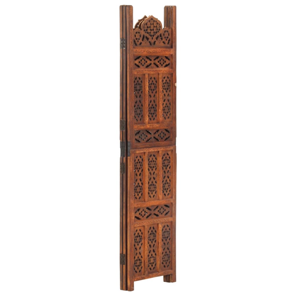 Hand Carved 3-Panel Room Divider Brown 120x165 cm Solid Mango Wood