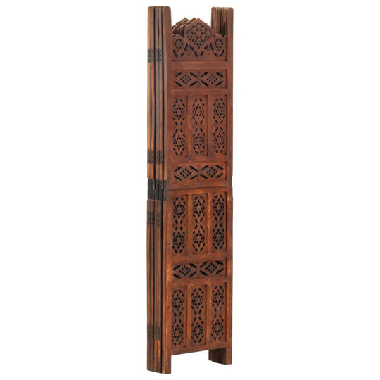 Hand carved 5-Panel Room Divider Brown 200x165 cm Solid Mango Wood