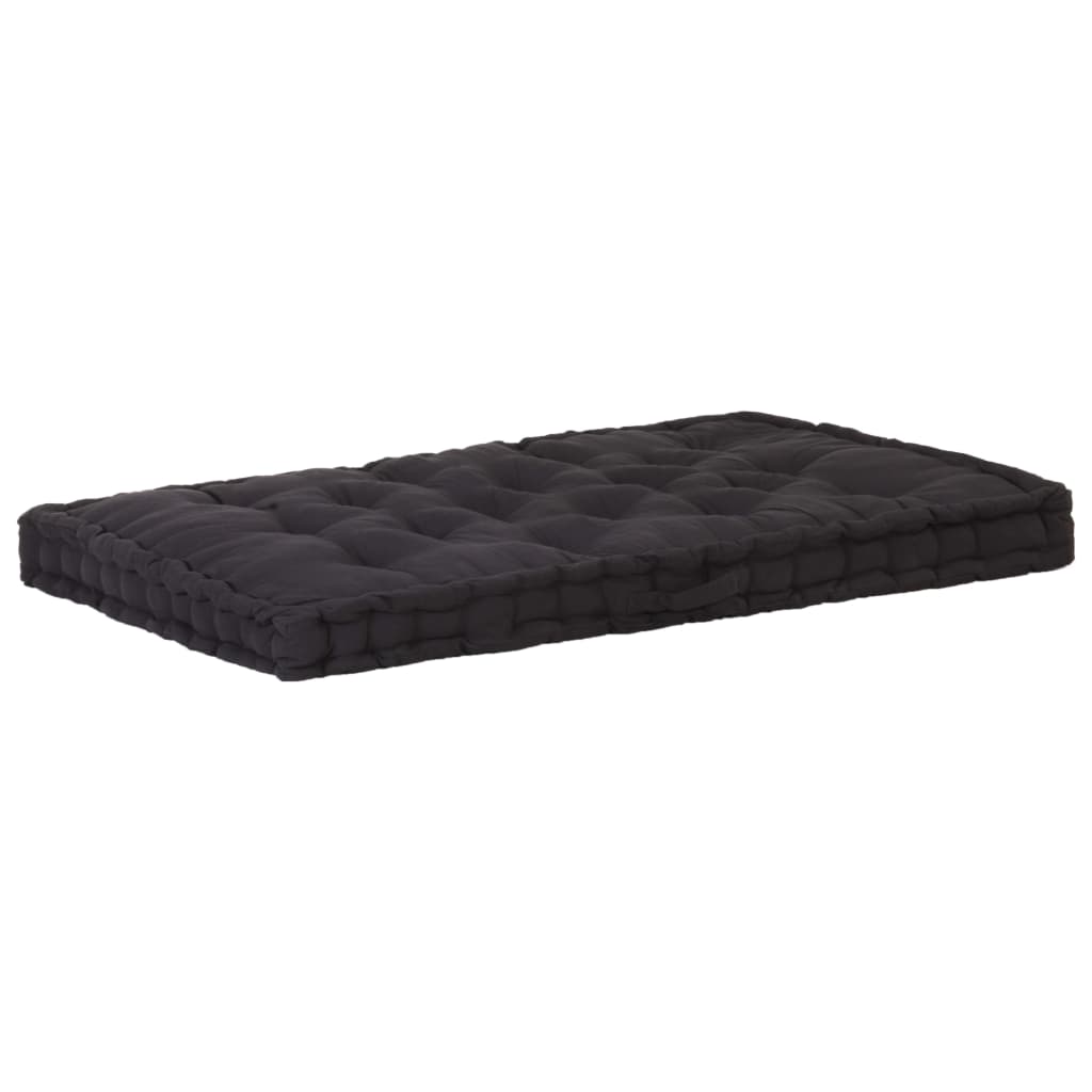 Pallet Floor Cushion Cotton 120x80x10 cm Black