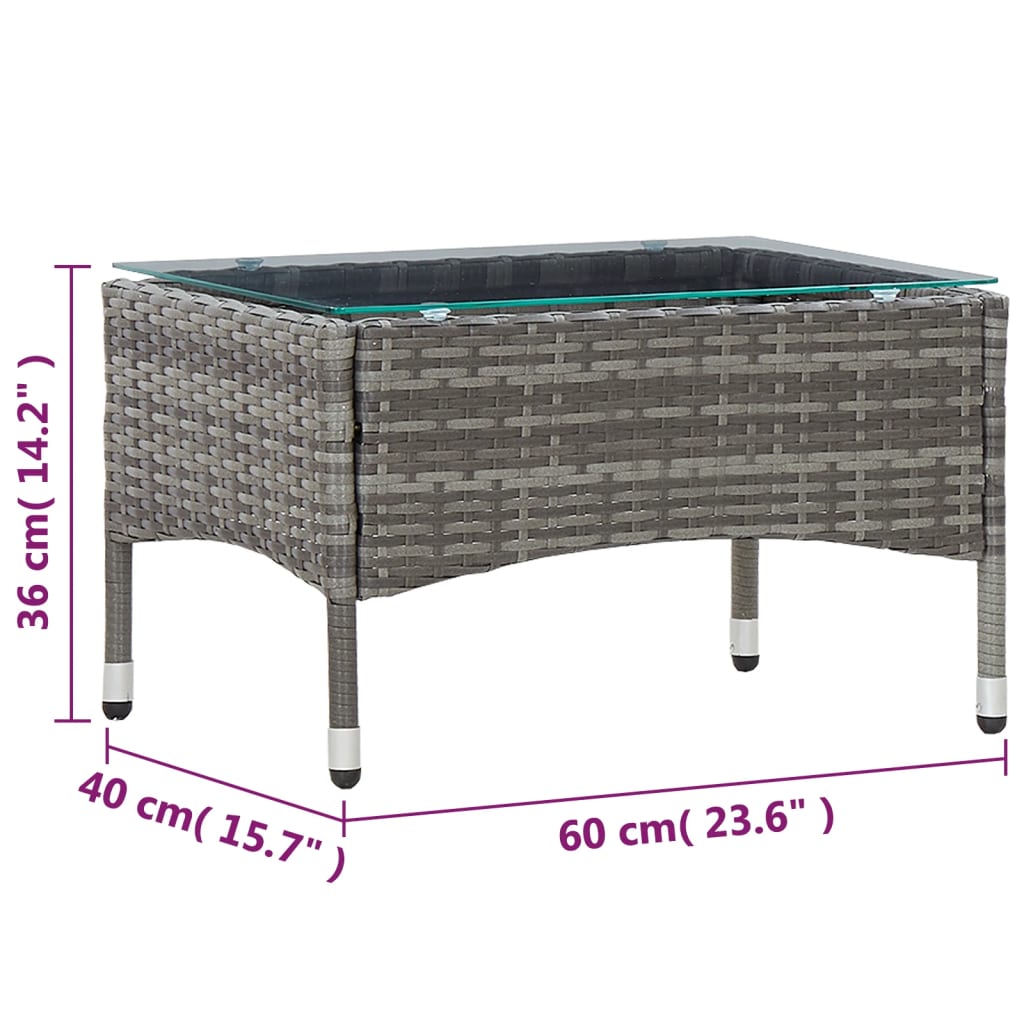 Coffee Table Grey 60x40x36 cm Poly Rattan