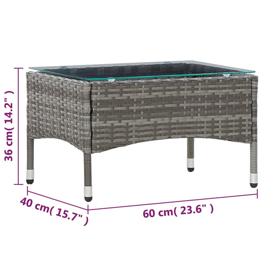 Coffee Table Grey 60x40x36 cm Poly Rattan