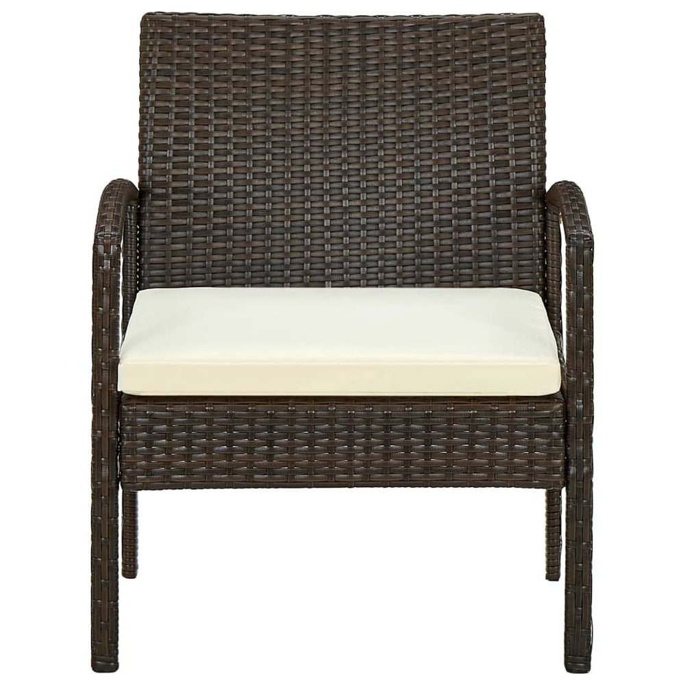 Garden Chair with Cushion Poly Rattan Brown