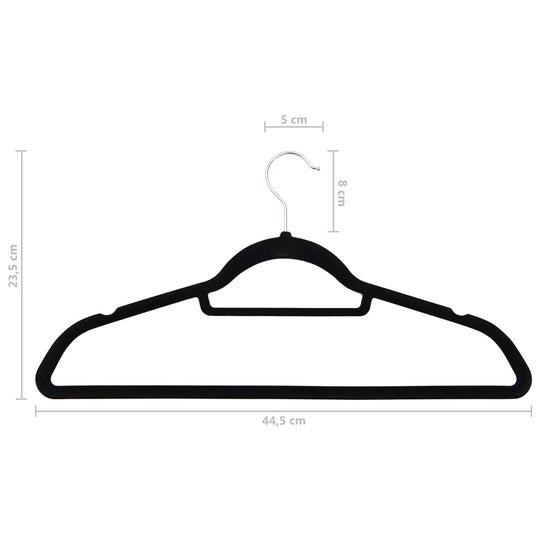 Black velvet clothes hanger with 360-degree rotatable hook and anti-slip grooves, affordable and quality plastic and metal design.