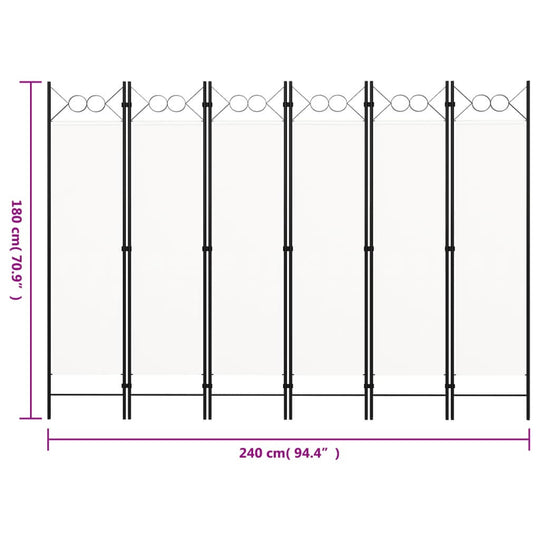 6-Panel Room Divider White 240x180 cm