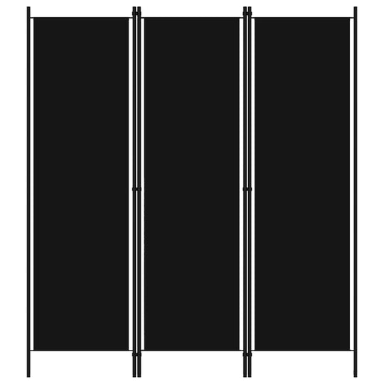 3-Panel Room Divider Black 150x180 cm