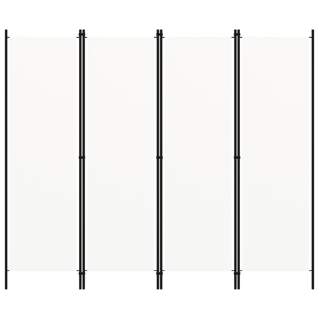 4-Panel Room Divider White 200x180 cm