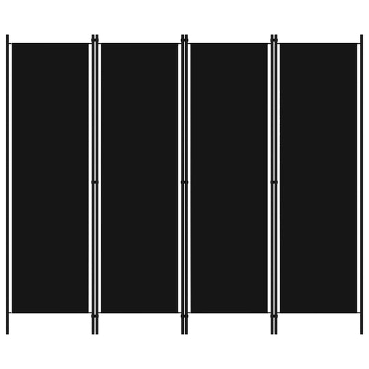 4-Panel Room Divider Black 200x180 cm