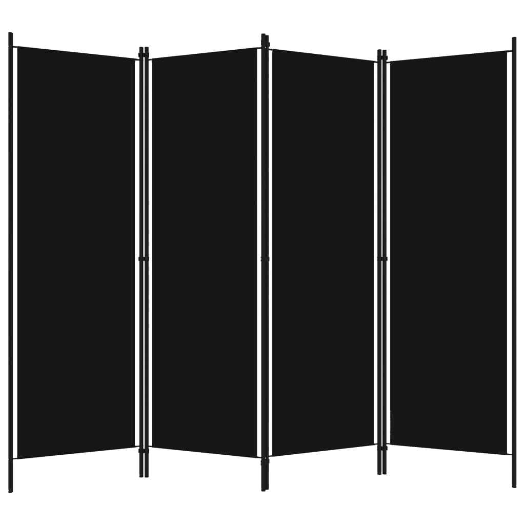 4-Panel Room Divider Black 200x180 cm