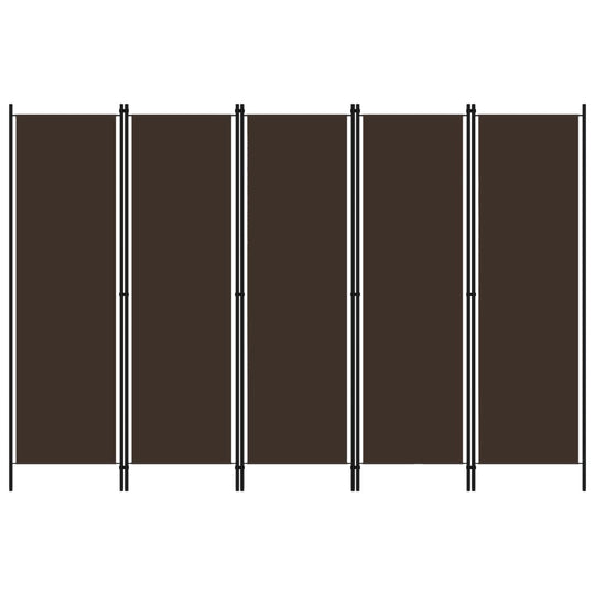 5-Panel Room Divider Brown 250x180 cm