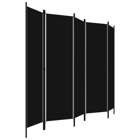 5-Panel Room Divider Black 250x180 cm