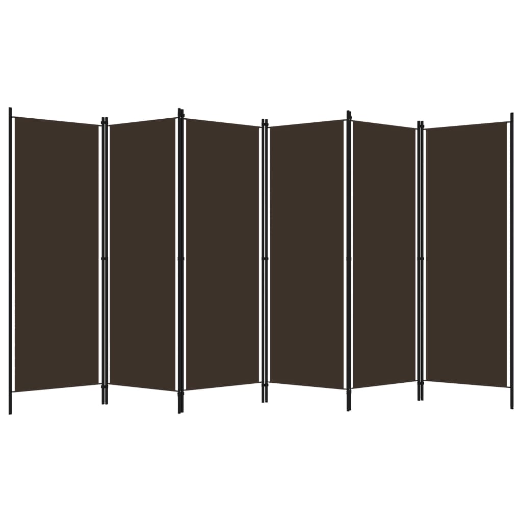 6-Panel Room Divider Brown 300x180 cm