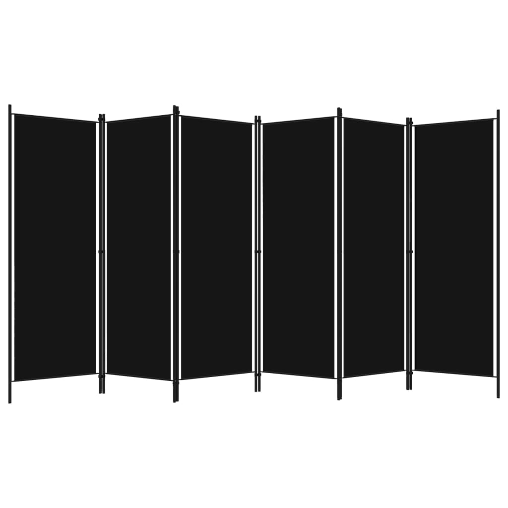 6-Panel Room Divider Black 300x180 cm