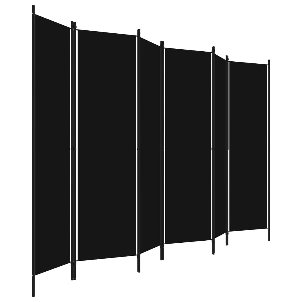 6-Panel Room Divider Black 300x180 cm