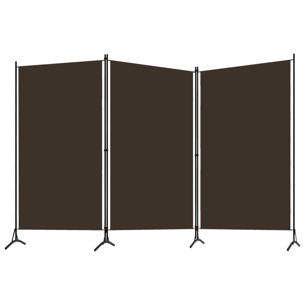 3-Panel Room Divider Brown 260x180 cm Fabric