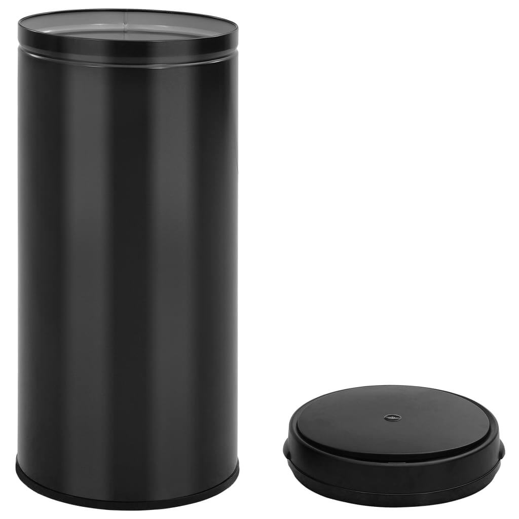 Affordable 80L black carbon steel automatic sensor dustbin with removable lid, perfect for DIY luxe spaces.