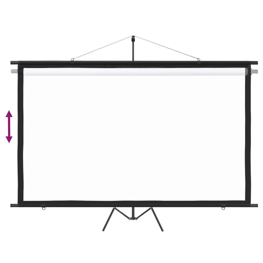 Affordable 120" projection screen with height-adjustable tripod, perfect for DIY home theatre and quality classroom presentations.