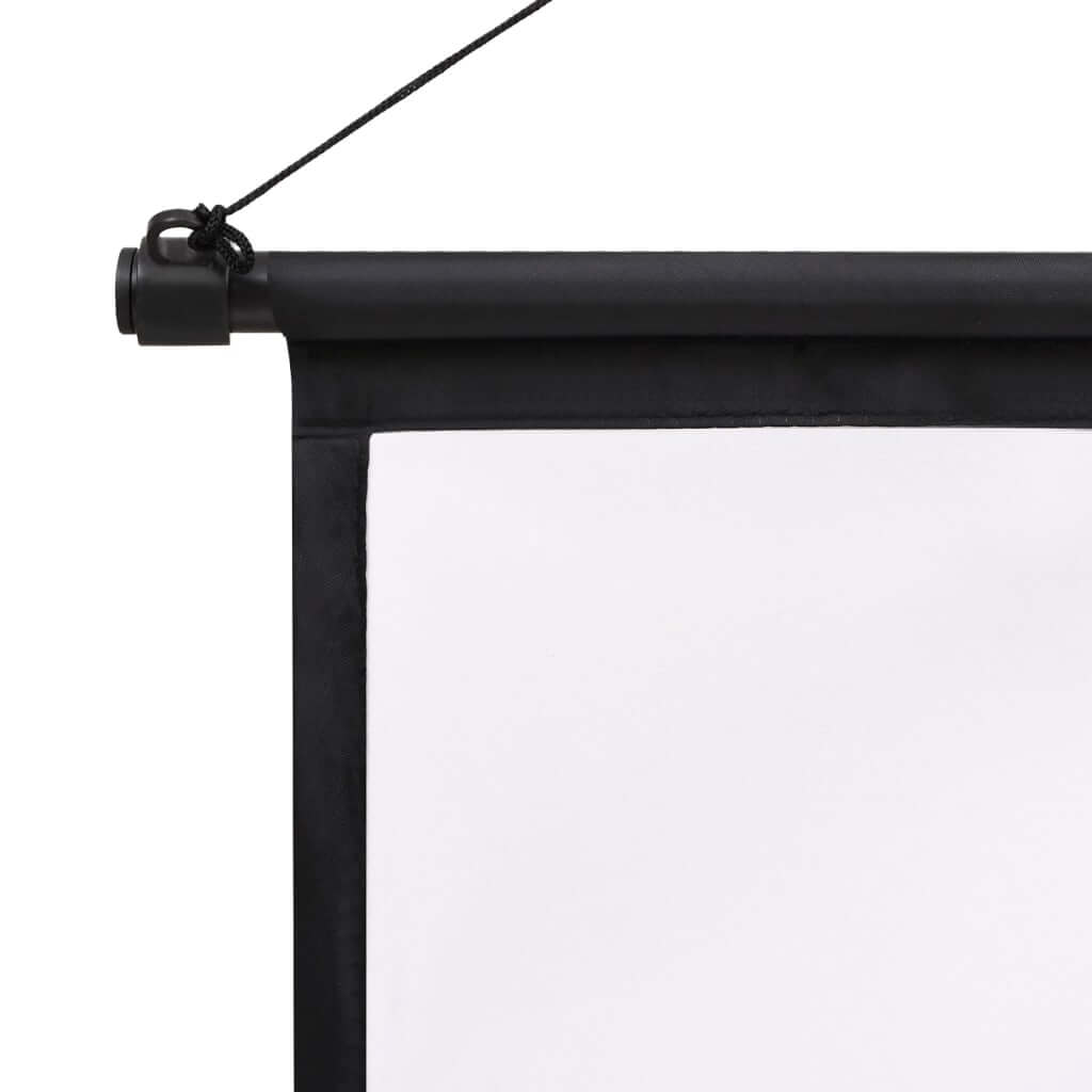 Close-up of affordable 120" luxe projection screen with durable iron housing and matte white surface, ideal for DIY setups.