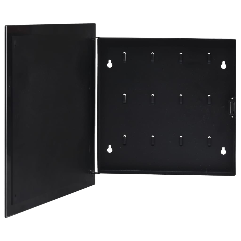 Key Box with Magnetic Board Black 35x35x4 cm